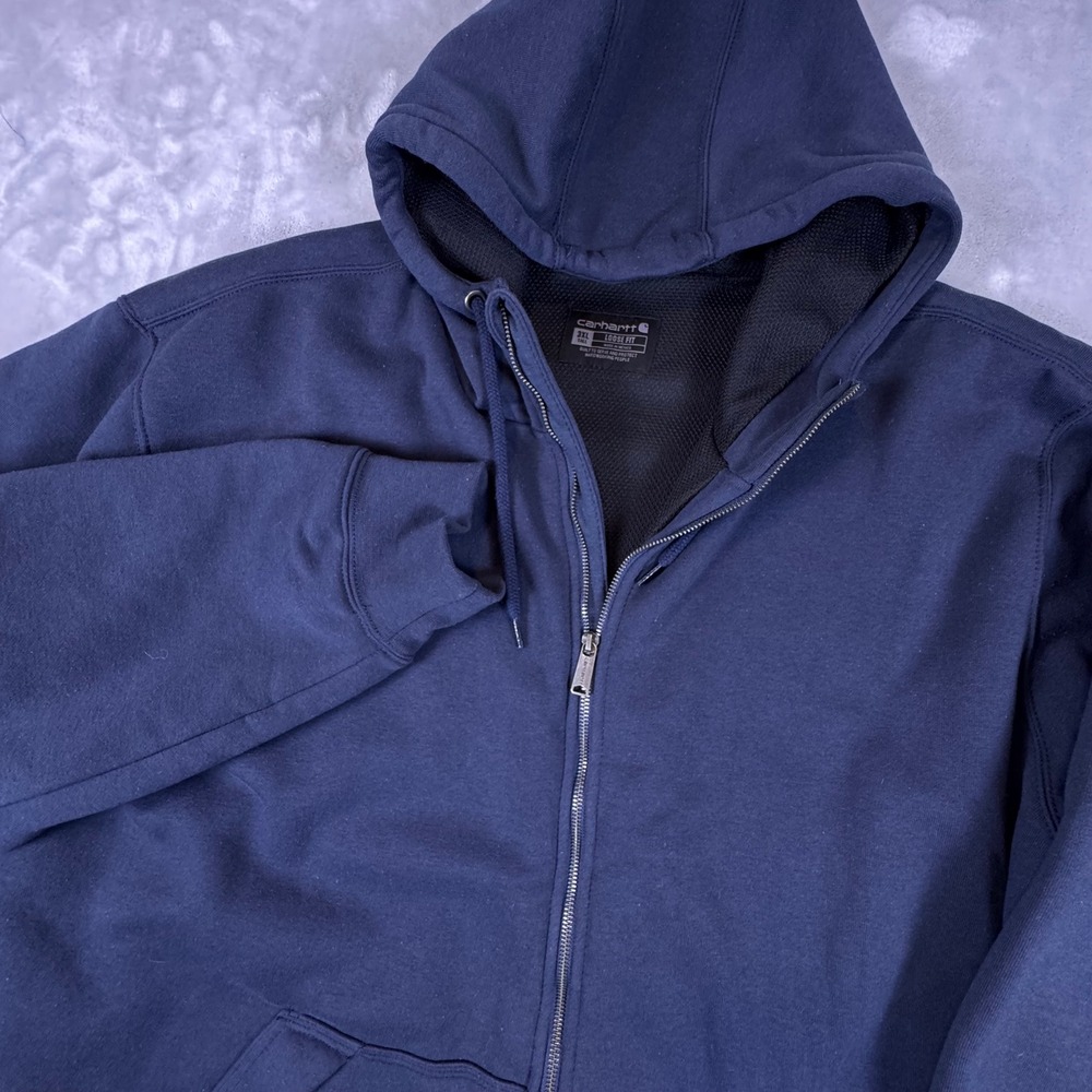 Carhartt TS4078-M Rain Defender Full Zip Hoodie Navy Blue Mens 3XL Tall Hoodie
